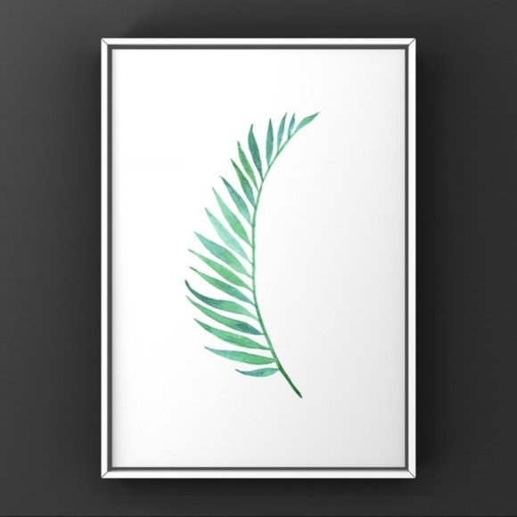 Single branch green leave watercolor art print - Picture 1 of 2